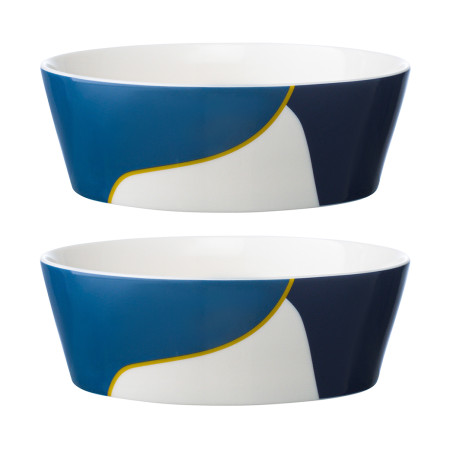 Набор из двух салатников синего цвета с авторским принтом из коллекции freak fruit, 16см