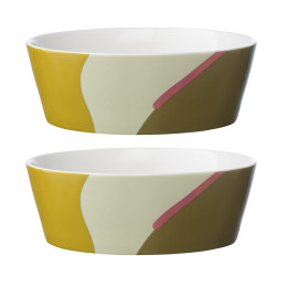 Набор из двух салатников горчичного цвета с авторским принтом из коллекции freak fruit, 16см