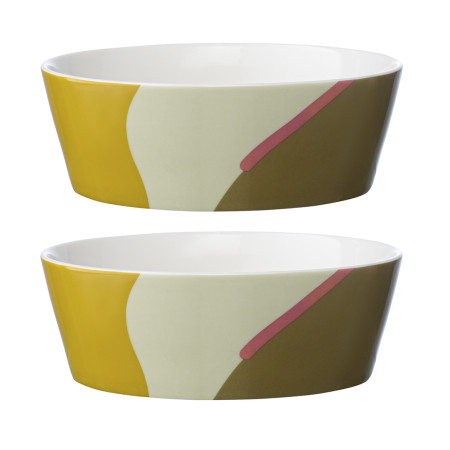 Набор из двух салатников горчичного цвета с авторским принтом из коллекции freak fruit, 16см